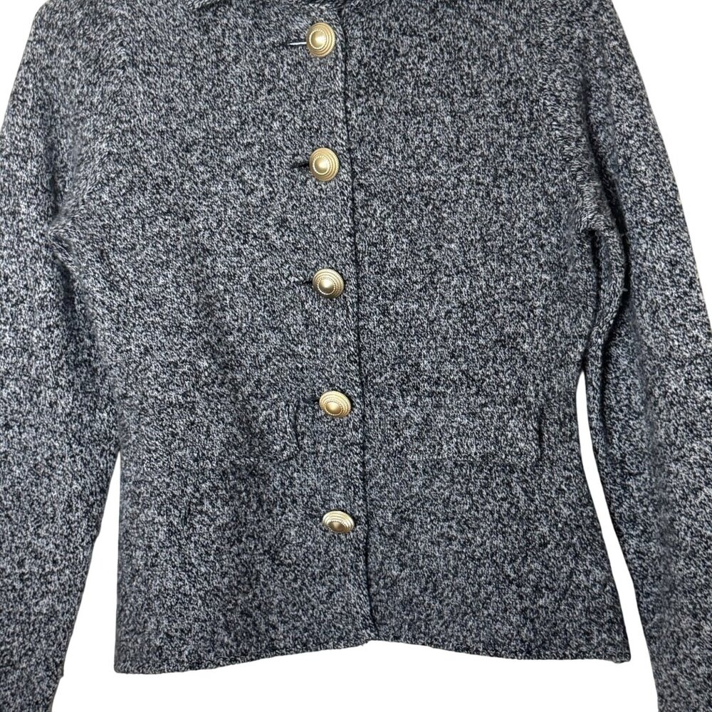 Zara Gray 100% Wool Knit Jacket S Collared Cardigan Gold Button Knit Coatigan - Picture 2 of 8